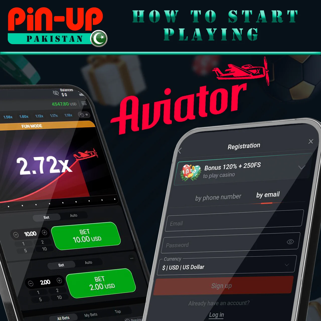 Register and start playing Aviator