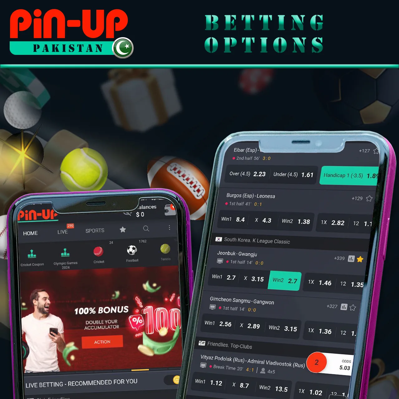 Place sports bets in the Pin-UP mobile app