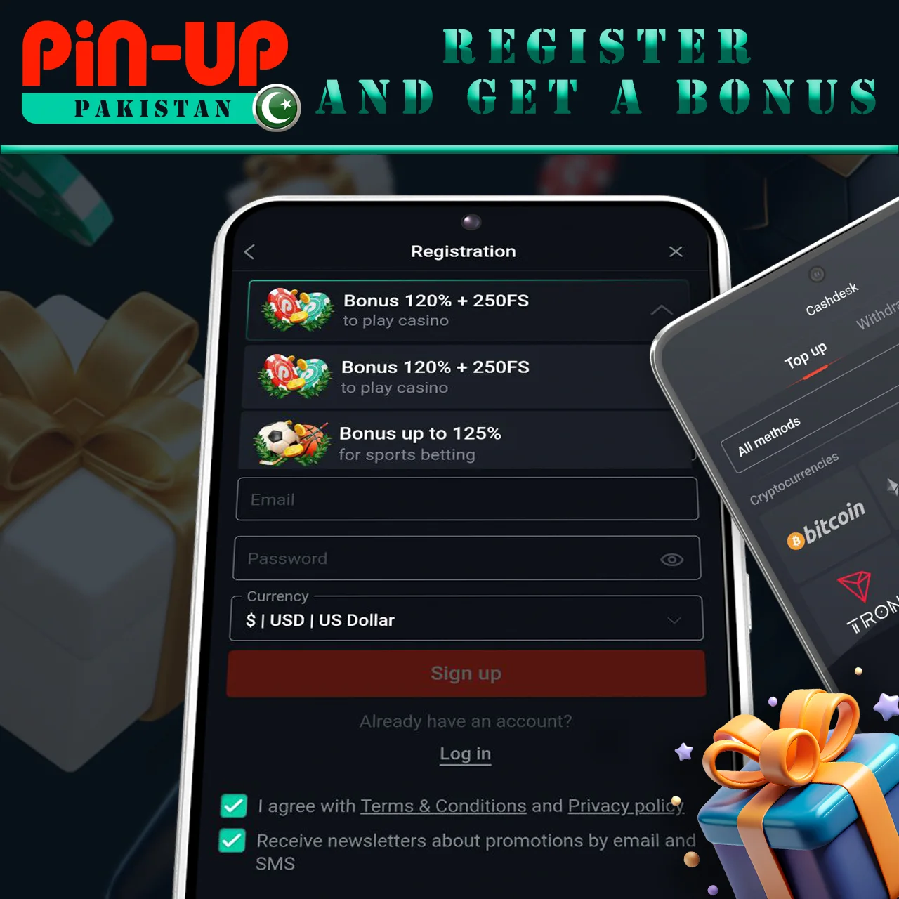 Register, make a deposit and get a bonus