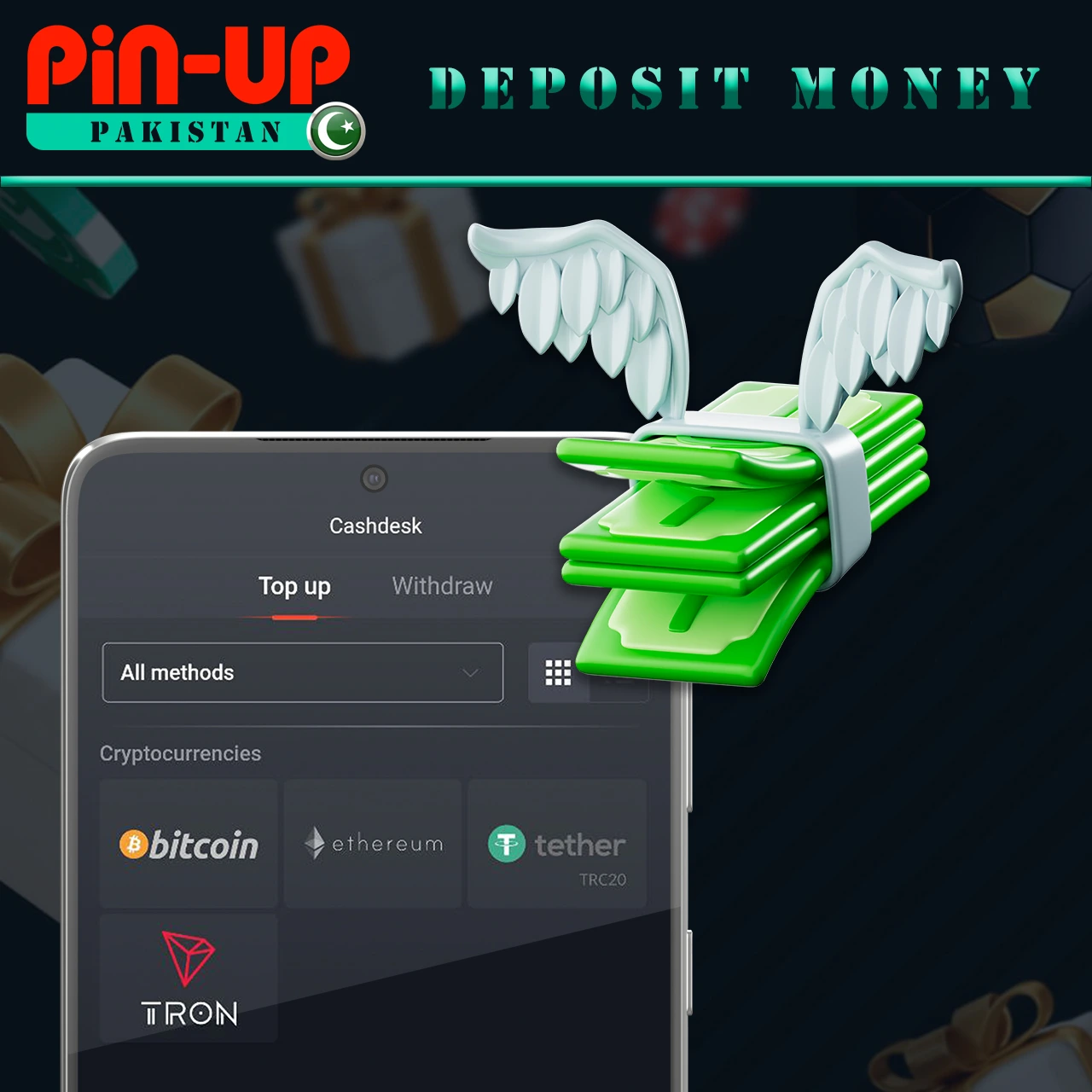 Many deposit options in the mobile app