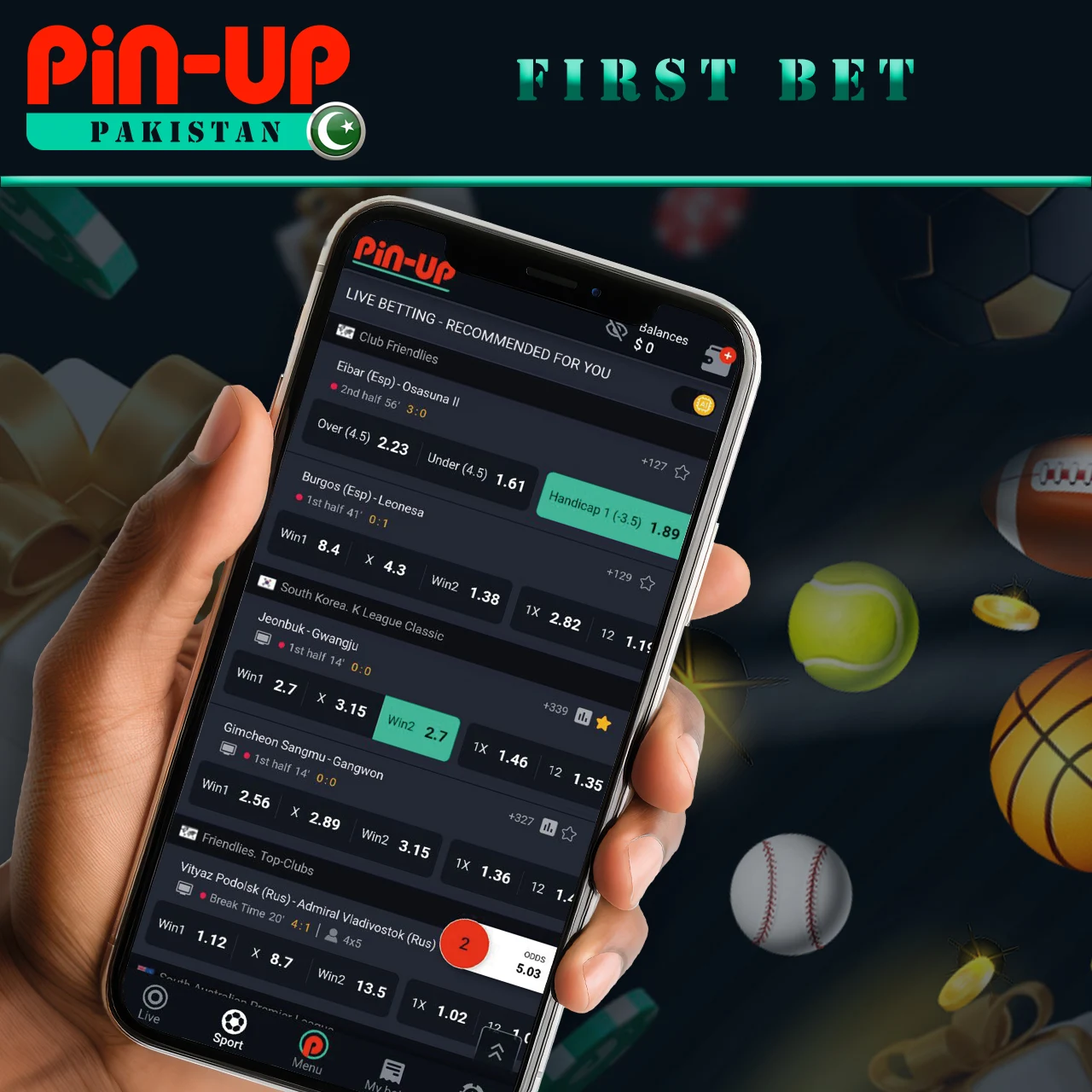 Various sports betting options on Pin-Up