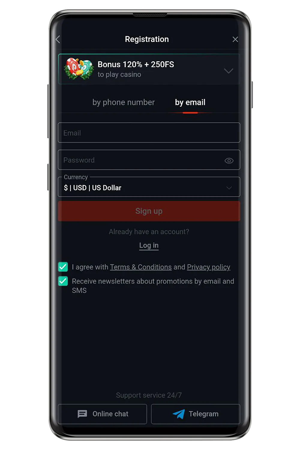 Screenshot on mobile version